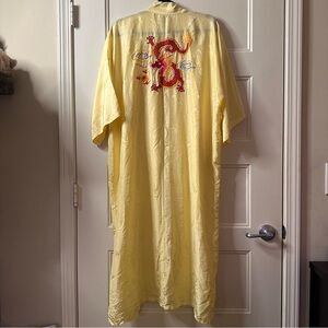 Vintage Buttercup Yellow Silk Kimono-style Dressing Gown